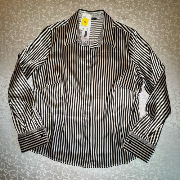 Marks & Spencer Black and White Striped Blouse - Picture 8 of 15